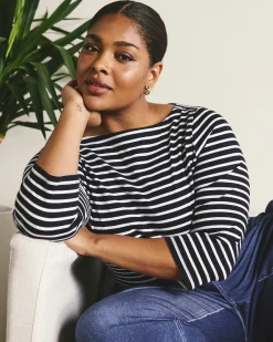 Belle Breton Stripe Jersey Tee Black/White Stripe
