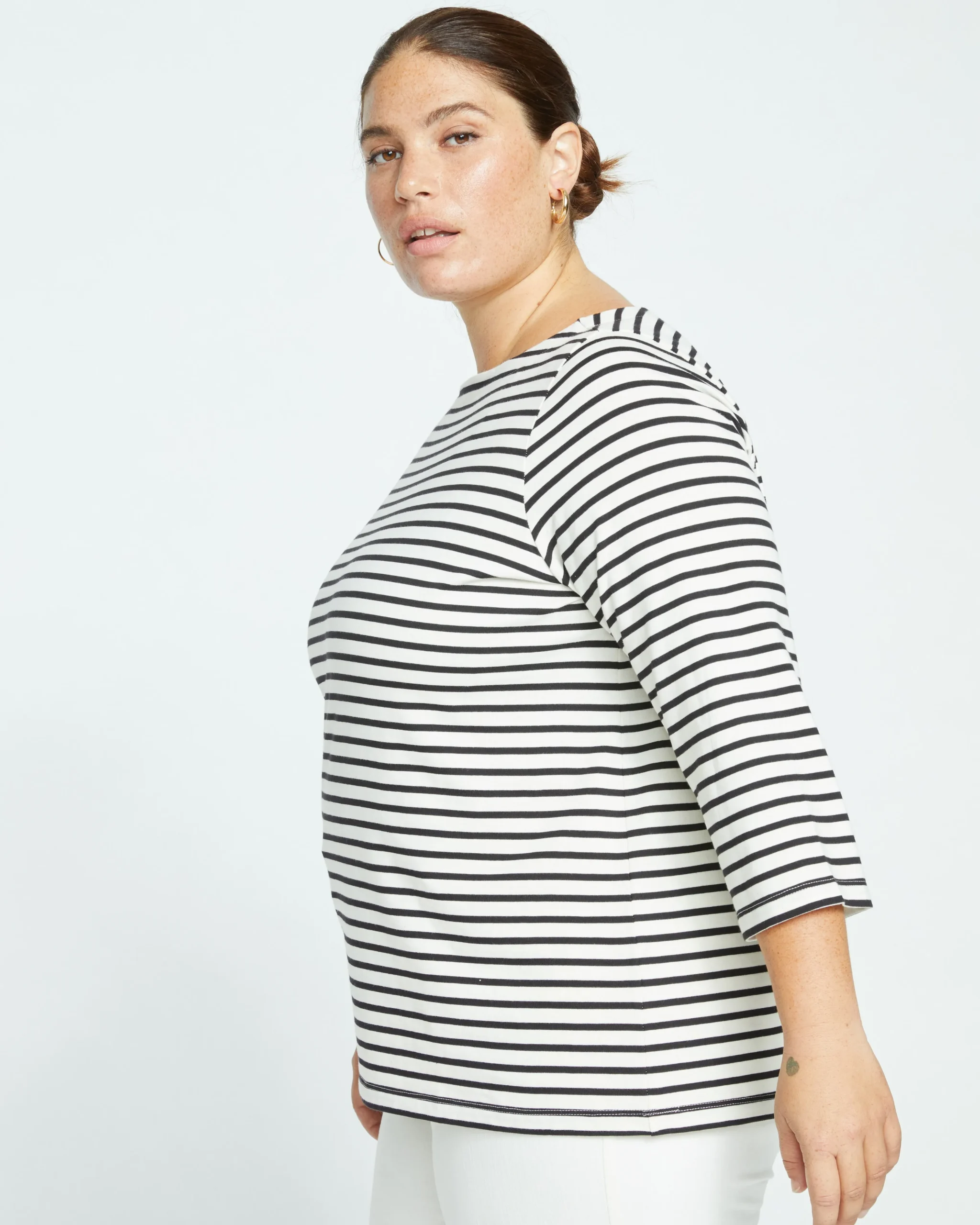 Belle Breton Stripe Jersey Tee Ecru/Black Stripe