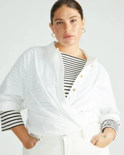 Belle Breton Stripe Jersey Tee Ecru/Black Stripe