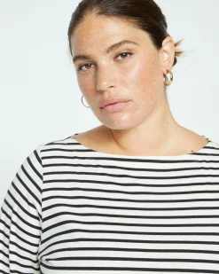 Belle Breton Stripe Jersey Tee Ecru/Black Stripe