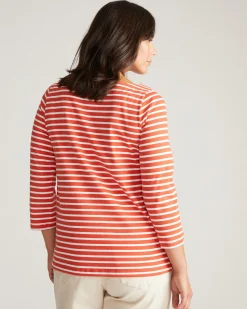 Belle Breton Stripe Jersey Tee Coral Reef/White Stripe