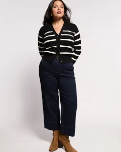 Better-Than-Wool Cardigan Black/Cream Stripe
