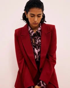 Bianca Double Breasted Ponte Blazer Garnet