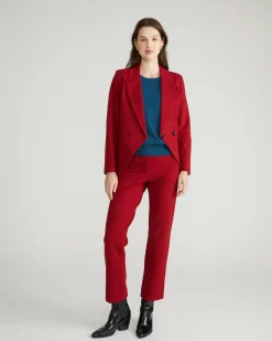 Bianca Double Breasted Ponte Blazer Garnet