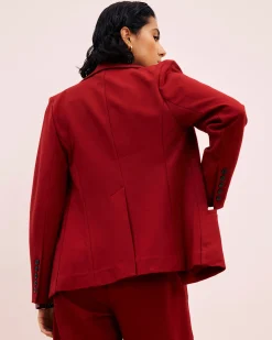 Bianca Double Breasted Ponte Blazer Garnet