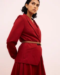 Bianca Double Breasted Ponte Blazer Garnet