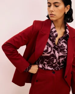 Bianca Double Breasted Ponte Blazer Garnet