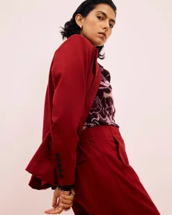 Bianca Double Breasted Ponte Blazer Garnet