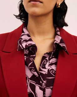 Bianca Double Breasted Ponte Blazer Garnet
