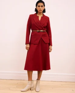 Bianca Double Breasted Ponte Blazer Garnet