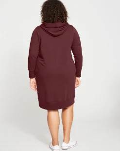 Bree Hooded Sweatshirt Dress Black Cherry