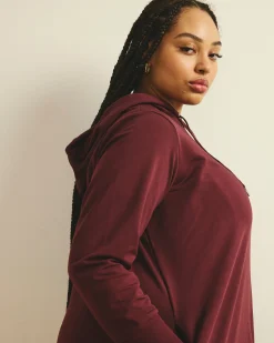 Bree Hooded Sweatshirt Dress Black Cherry