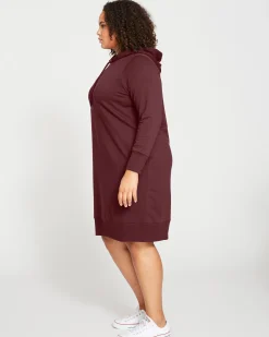 Bree Hooded Sweatshirt Dress Black Cherry