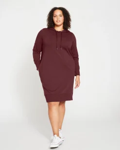 Bree Hooded Sweatshirt Dress Black Cherry