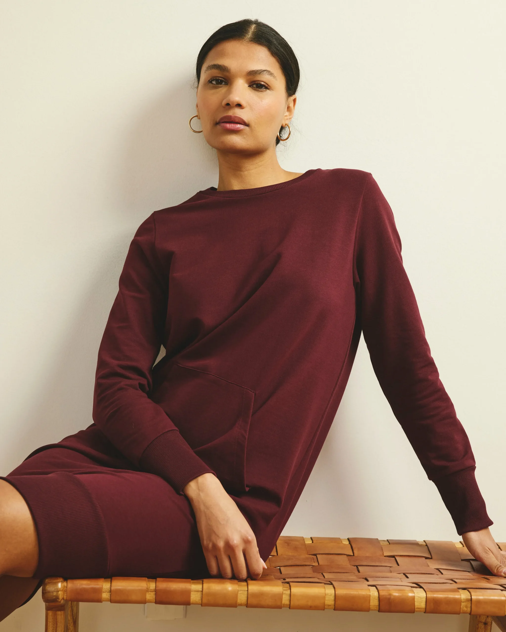 Bree Sweatshirt Dress Black Cherry