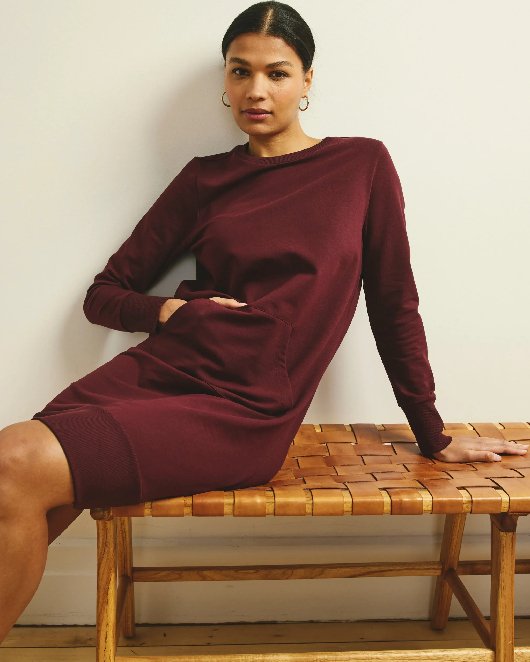 Bree Sweatshirt Dress Black Cherry