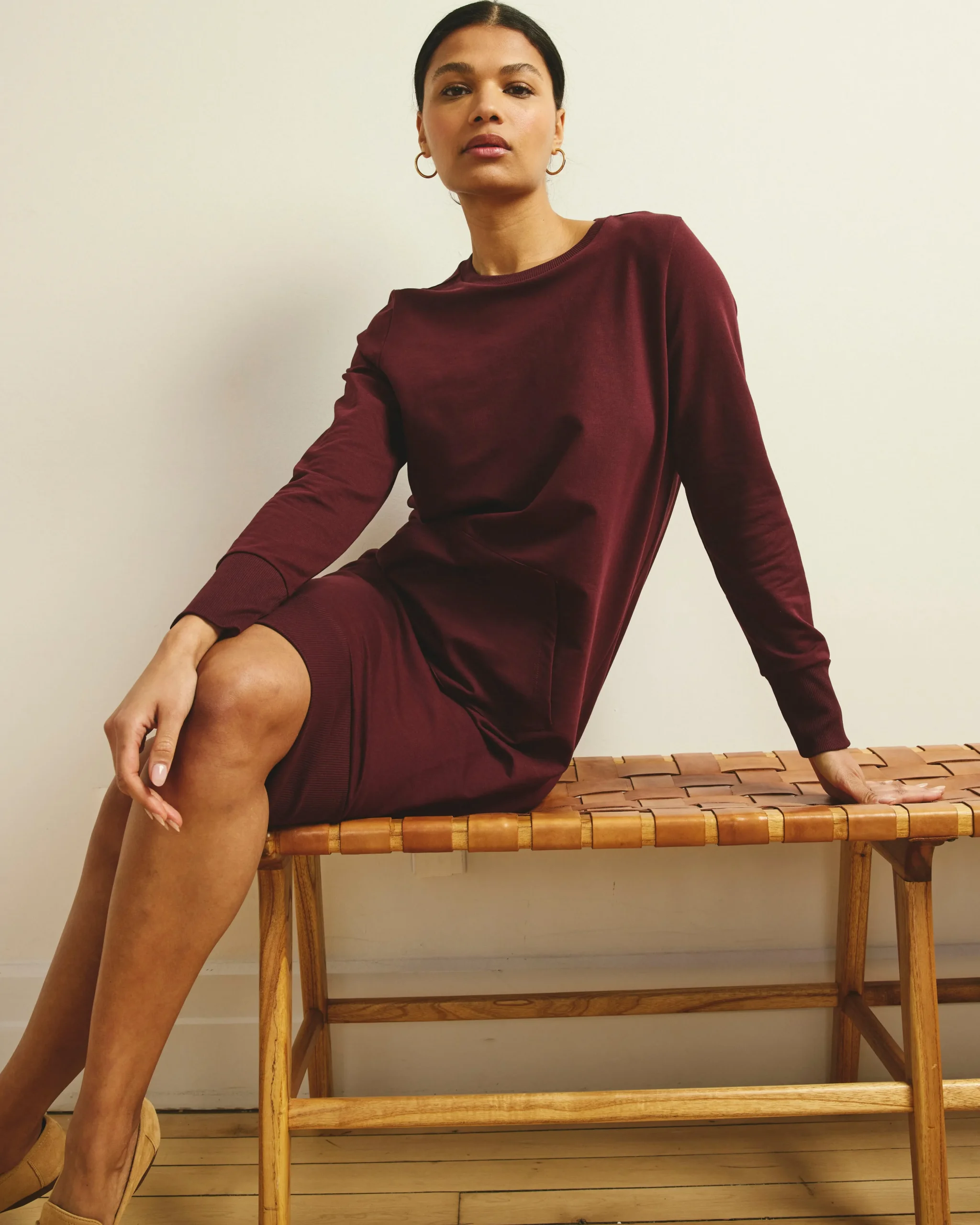 Bree Sweatshirt Dress Black Cherry