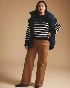 Brenda Zip Sweater Navy/Cream Stripes