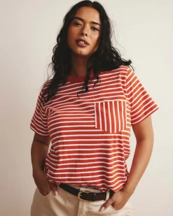 Breton Stripe Garcon Tee Coral Reef/White Stripe