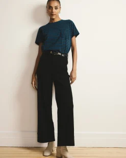 Breton Stripe Garcon Tee Deep Teal/Black Stripe