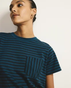 Breton Stripe Garcon Tee Deep Teal/Black Stripe