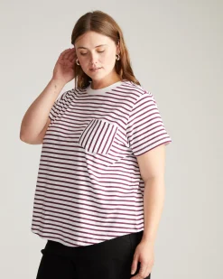 Breton Stripe Garcon Tee White/Gamay Stripe