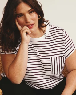 Breton Stripe Garcon Tee White/Gamay Stripe