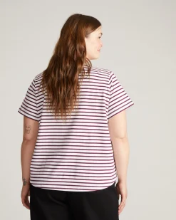 Breton Stripe Garcon Tee White/Gamay Stripe
