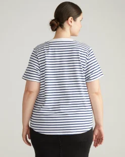 Breton Stripe Garcon Tee White/Cenote Stripe