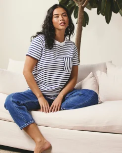 Breton Stripe Garcon Tee White/Cenote Stripe
