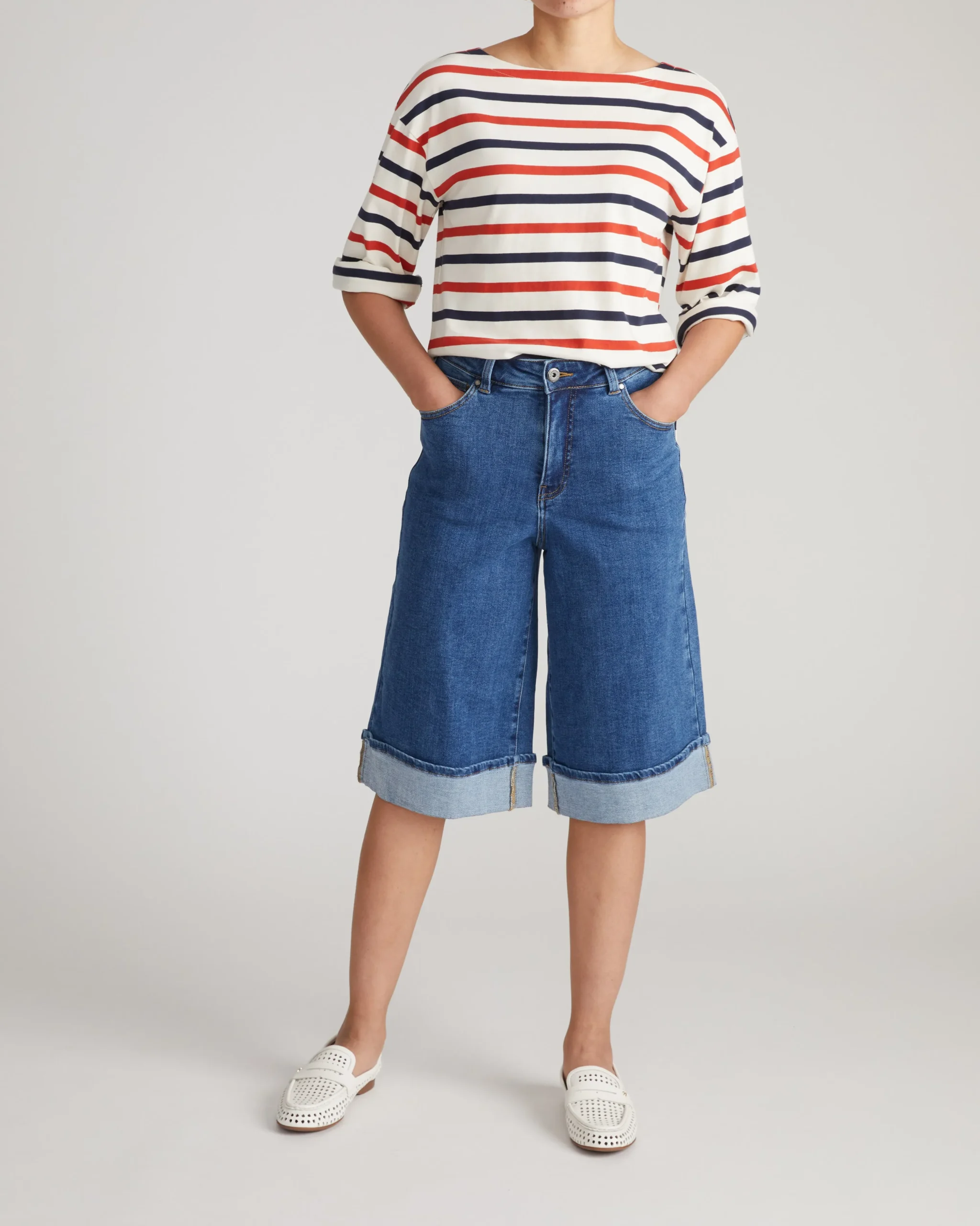 Briony Below the Knee Denim Shorts Union City Blue