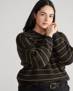 Bruno Sweater Dark Ash/Gold Microstripe