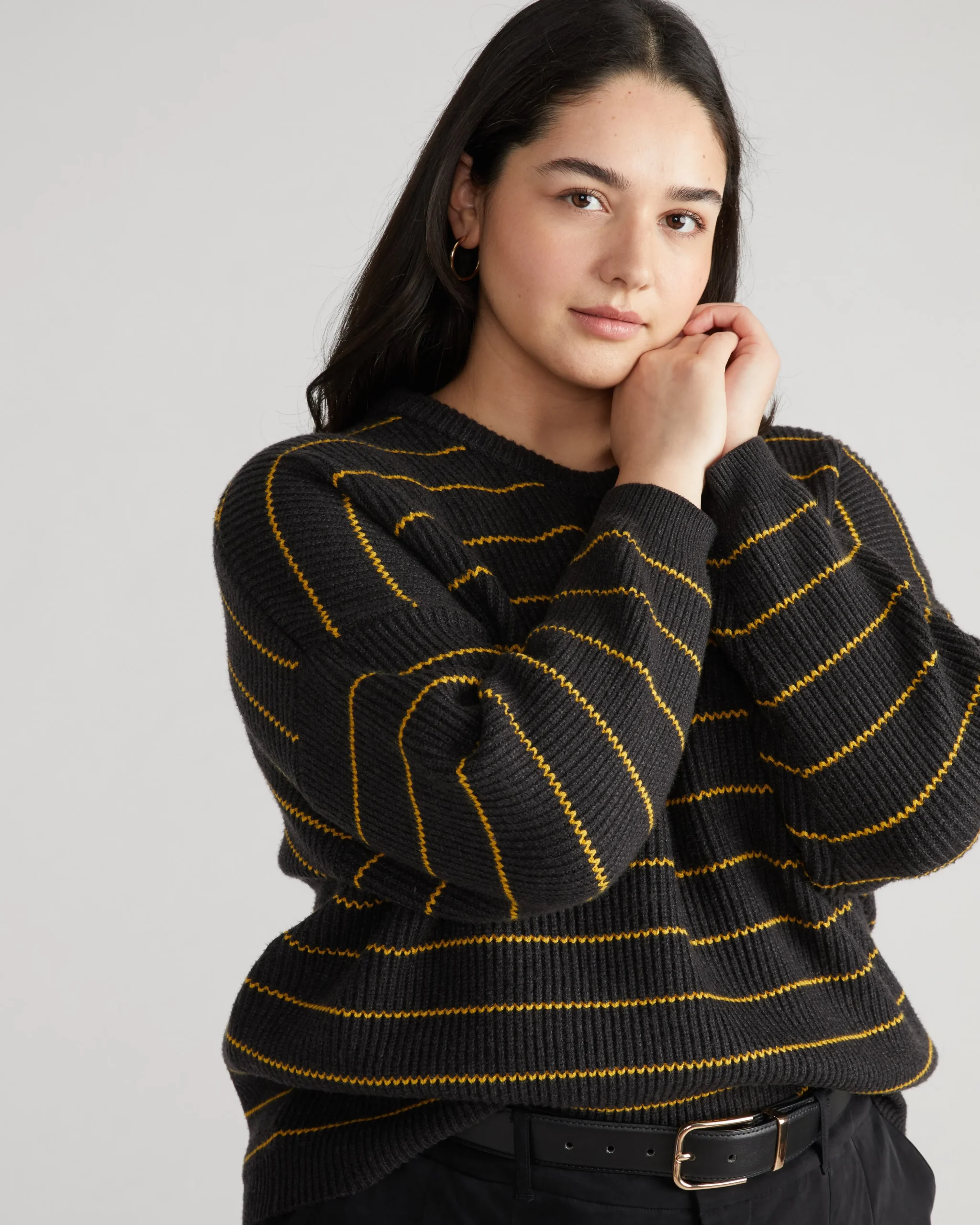 Bruno Sweater Dark Ash/Gold Microstripe
