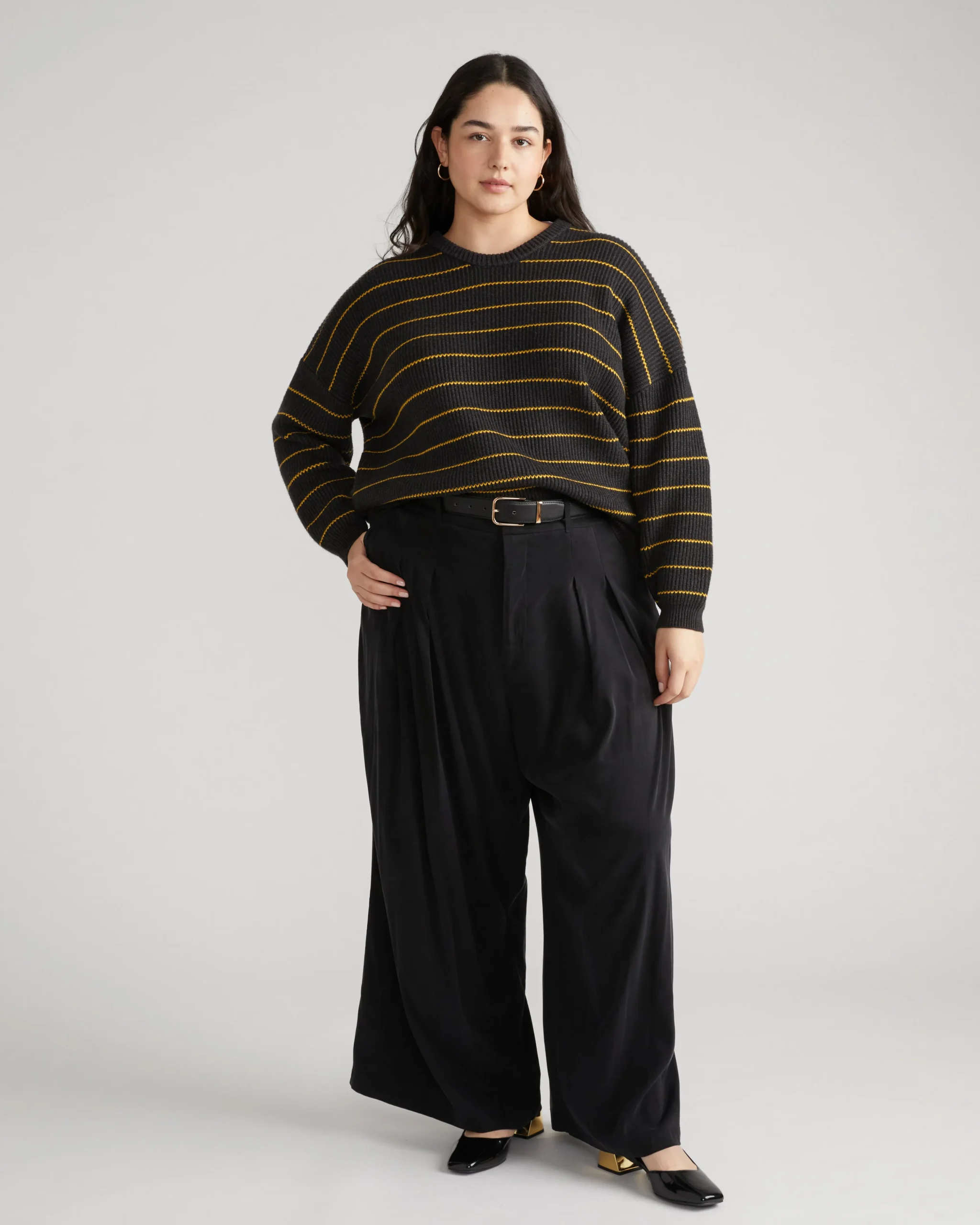 Bruno Sweater Dark Ash/Gold Microstripe