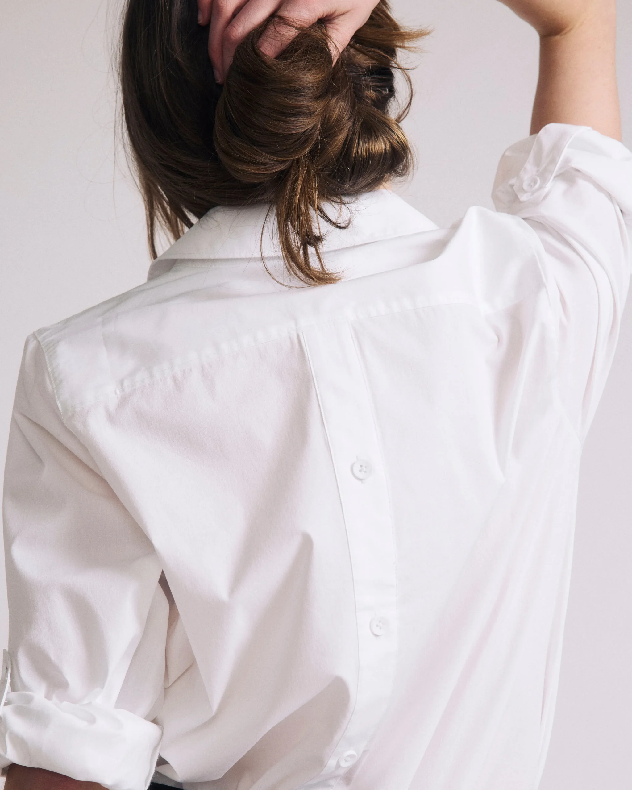 Button Back Poplin Polo Shirt White