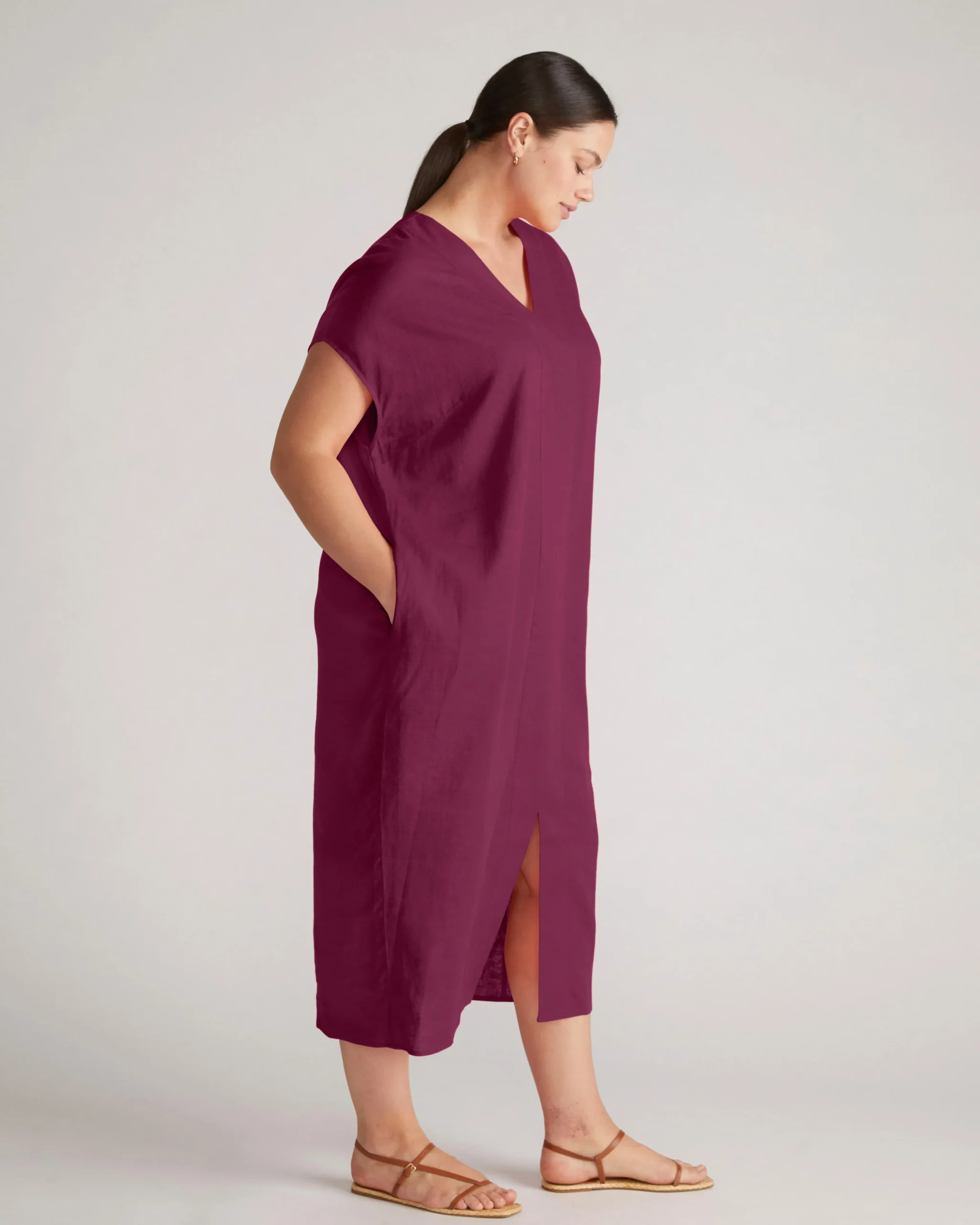 Cabana Linen Blend Kaftan Acai
