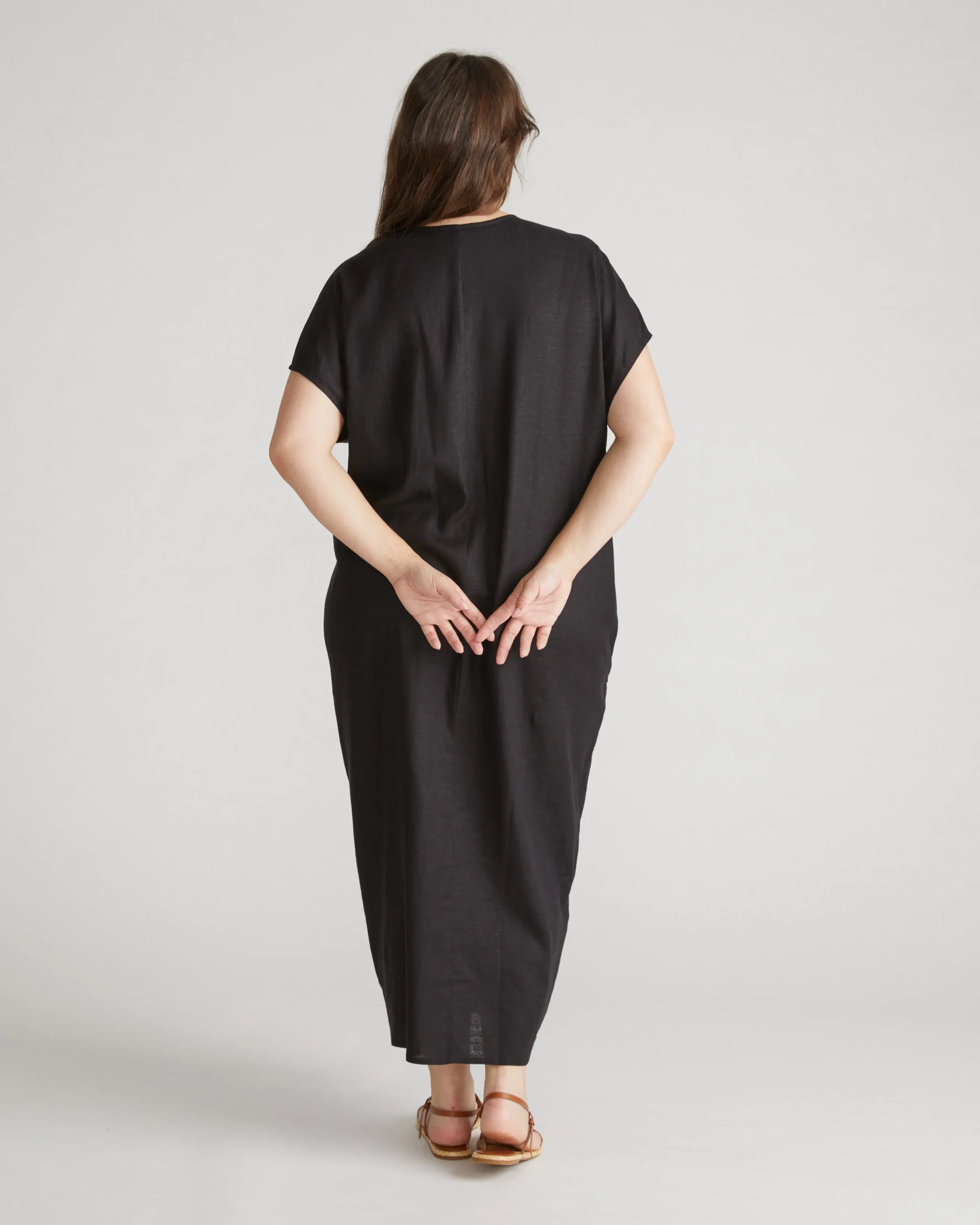 Cabana Linen Blend Kaftan Black