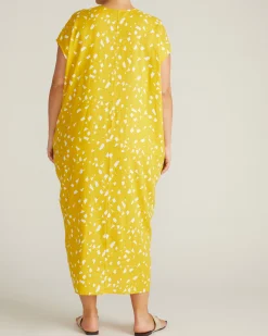 Cabana Linen Blend Kaftan Yellow Confetti Print