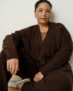 Cable Knit Cardigan Espresso