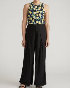 Cai High Neck Tank Black Limoncello Print