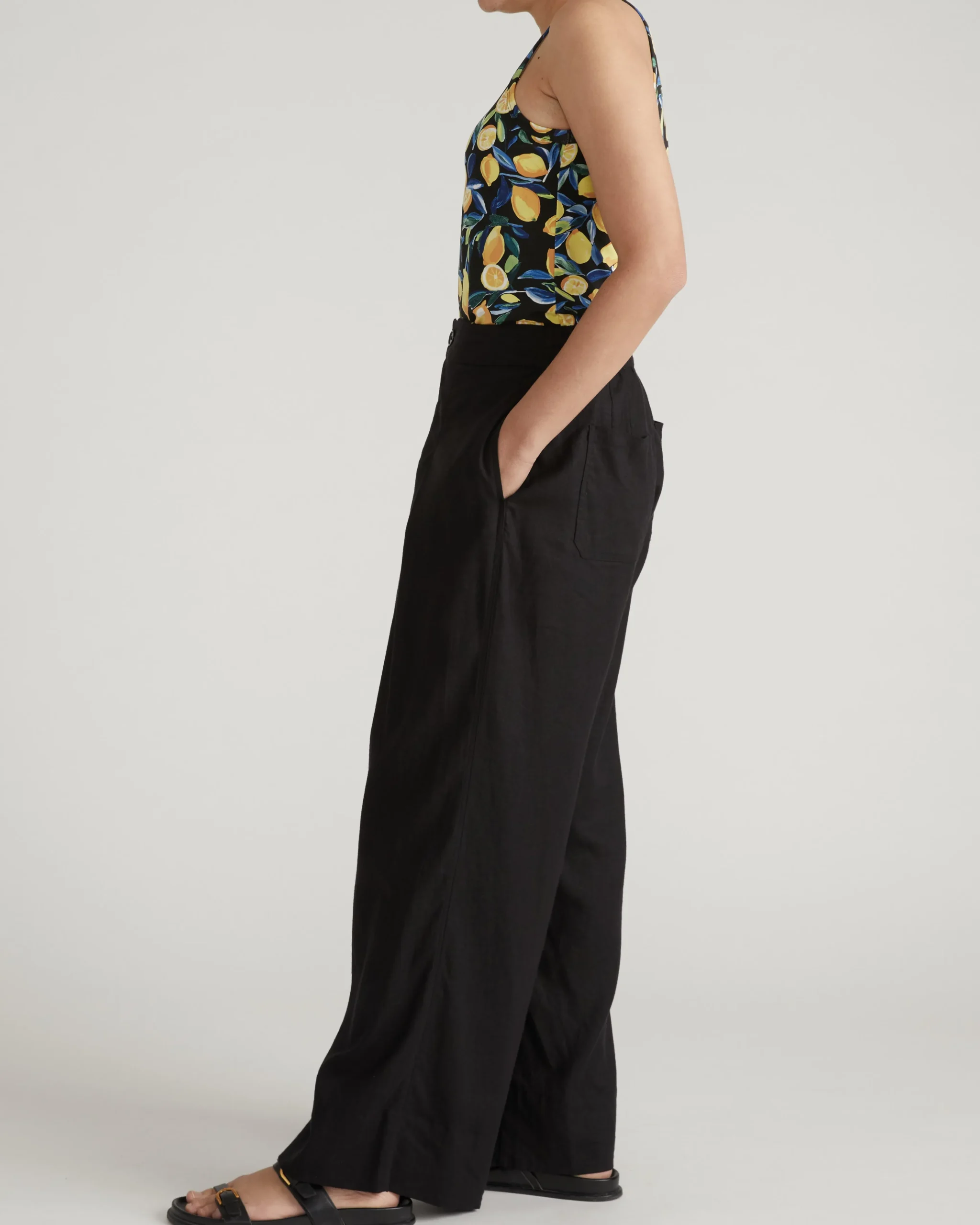 Cai High Neck Tank Black Limoncello Print