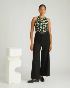 Cai High Neck Tank Black Limoncello Print