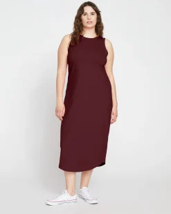 Cai High Neck Tank Dress Black Cherry