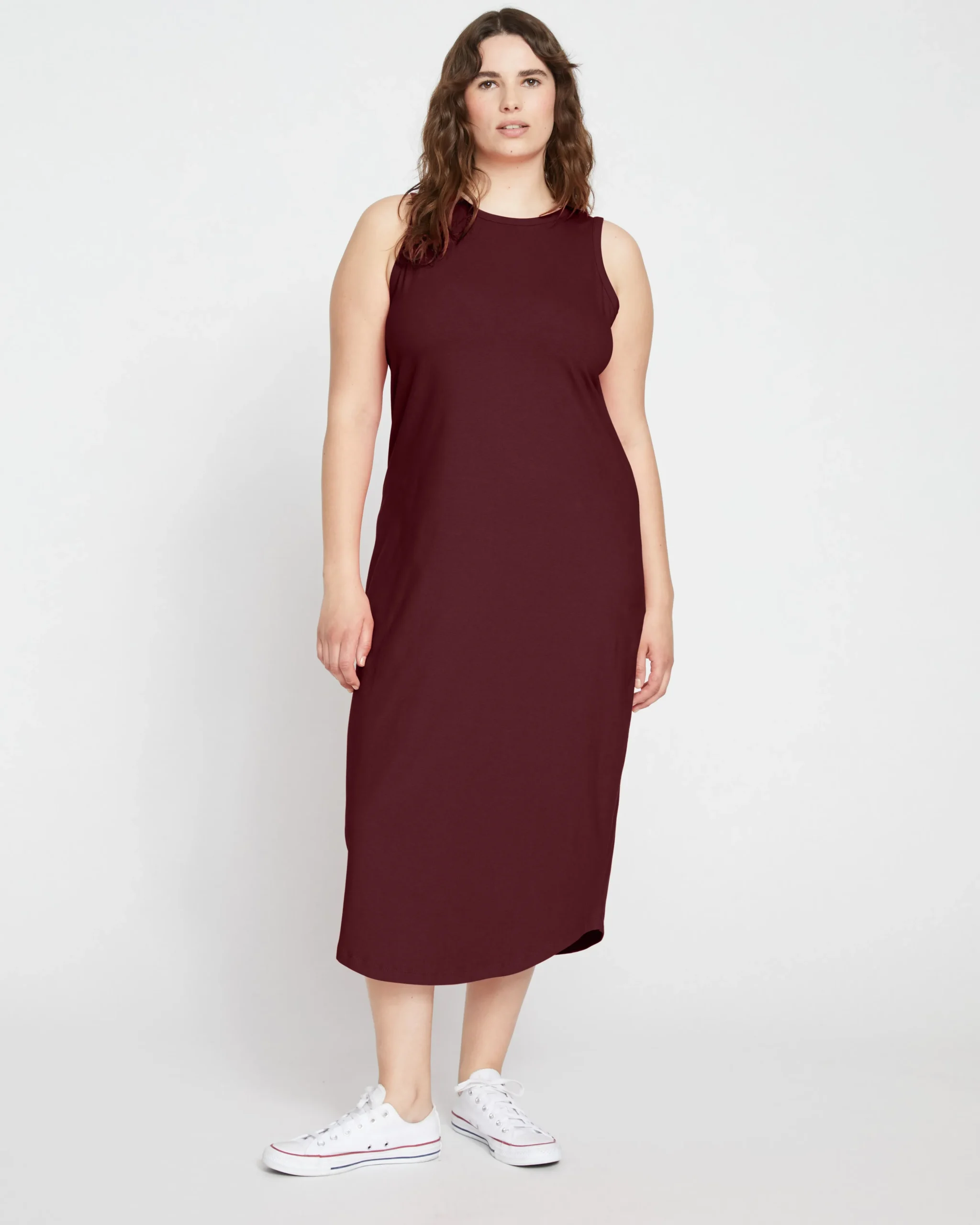 Cai High Neck Tank Dress Black Cherry