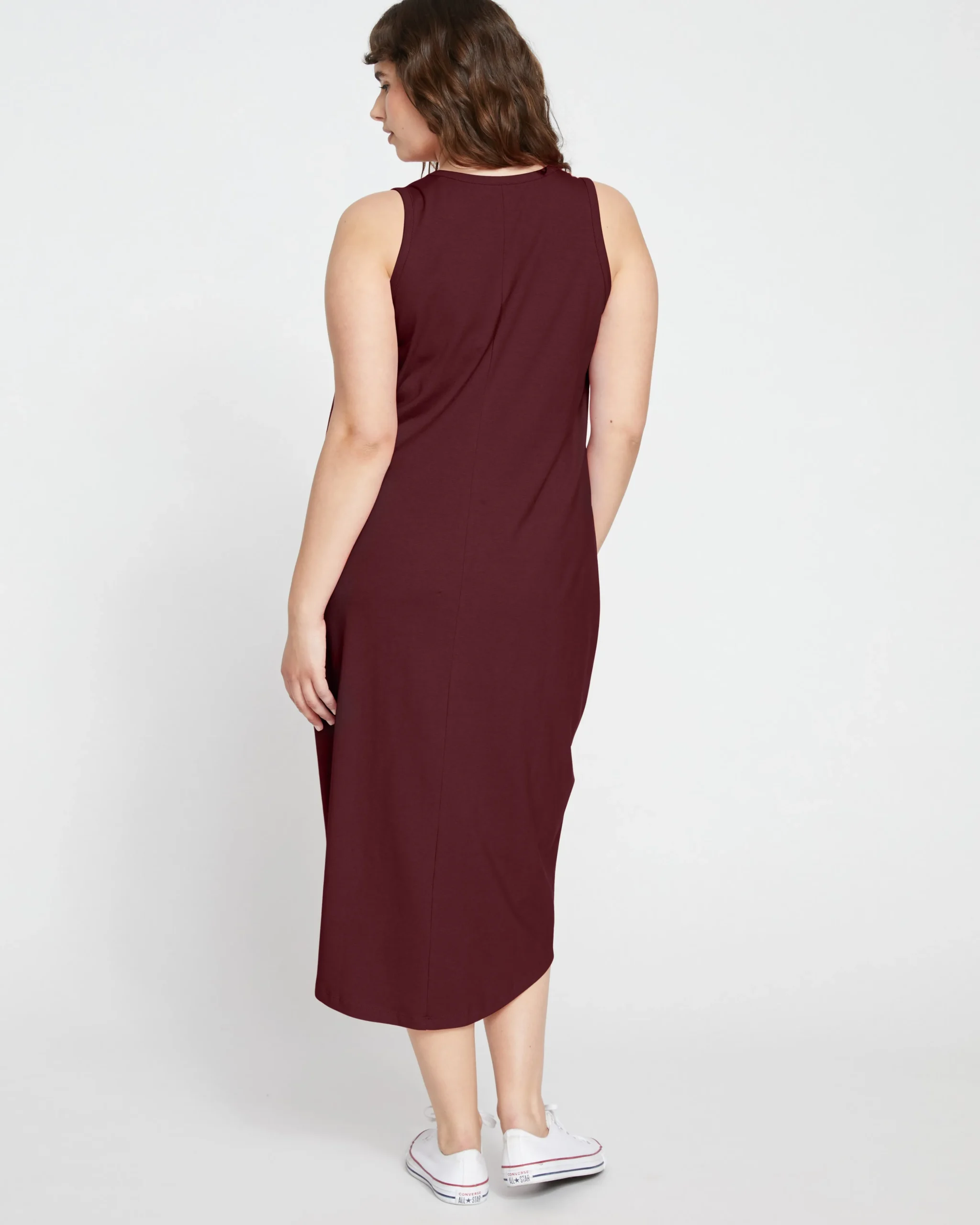 Cai High Neck Tank Dress Black Cherry