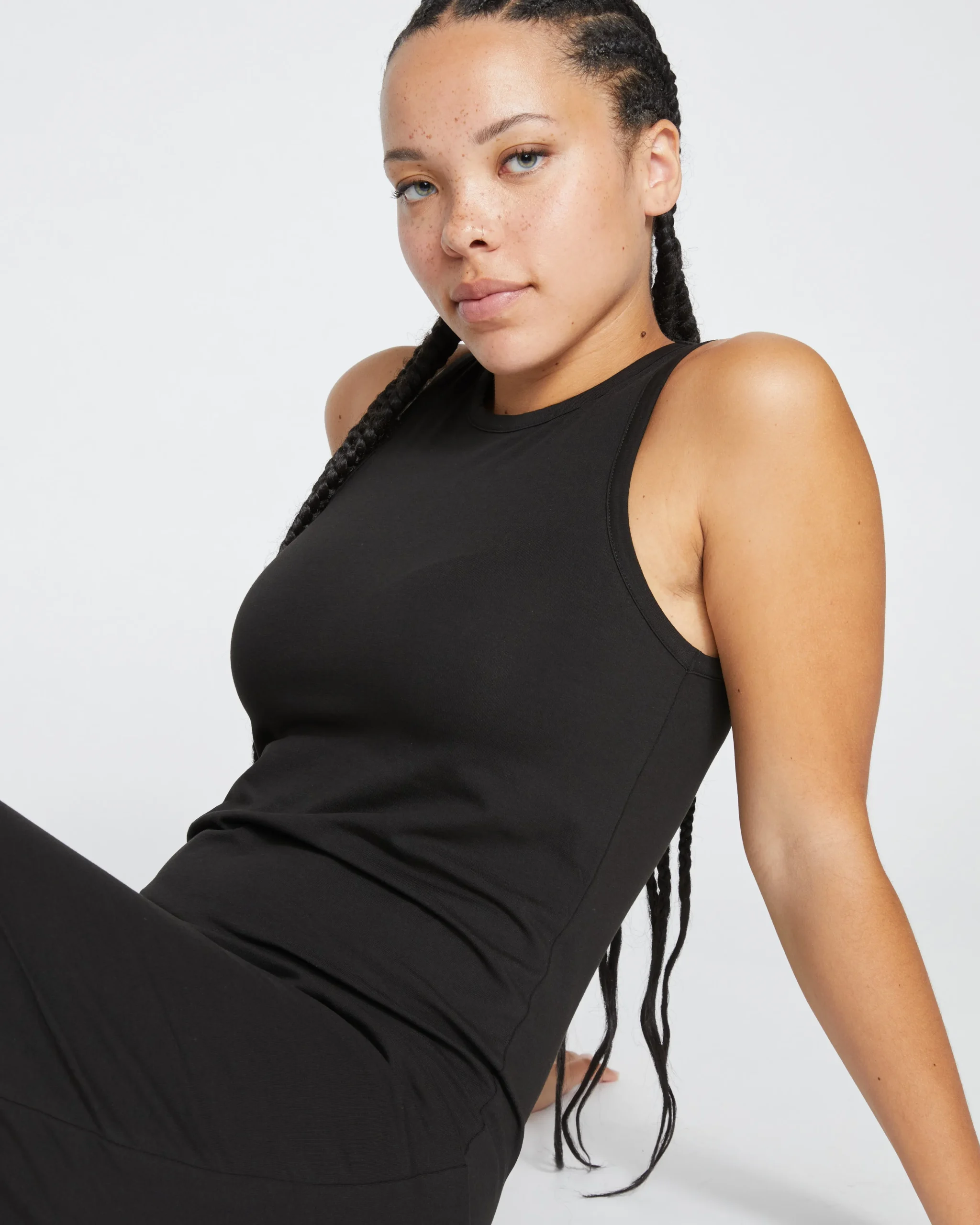 Cai High Neck Tank Dress Black