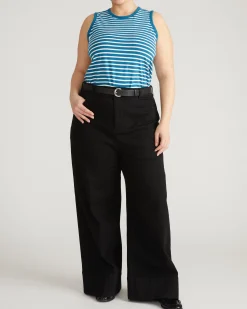 Cai High Neck Tank Ink Blue/White Stripe