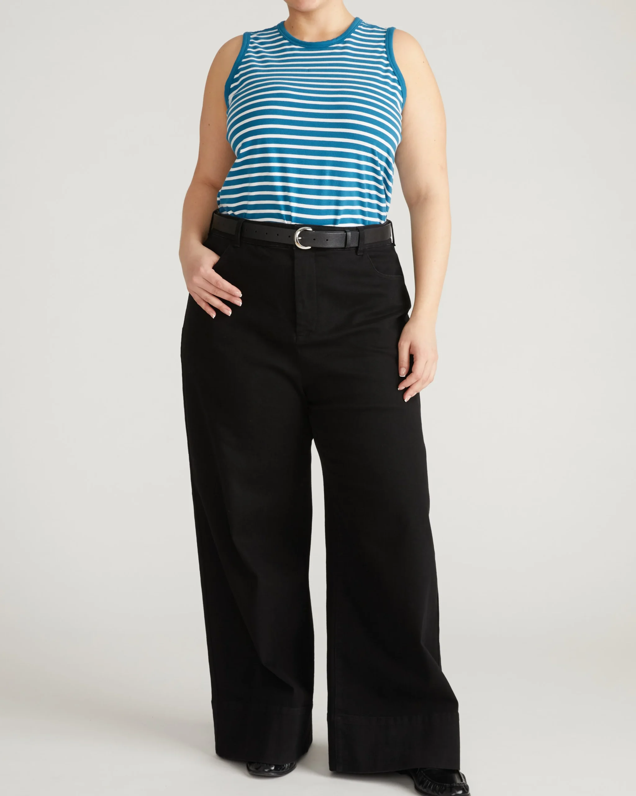 Cai High Neck Tank Ink Blue/White Stripe