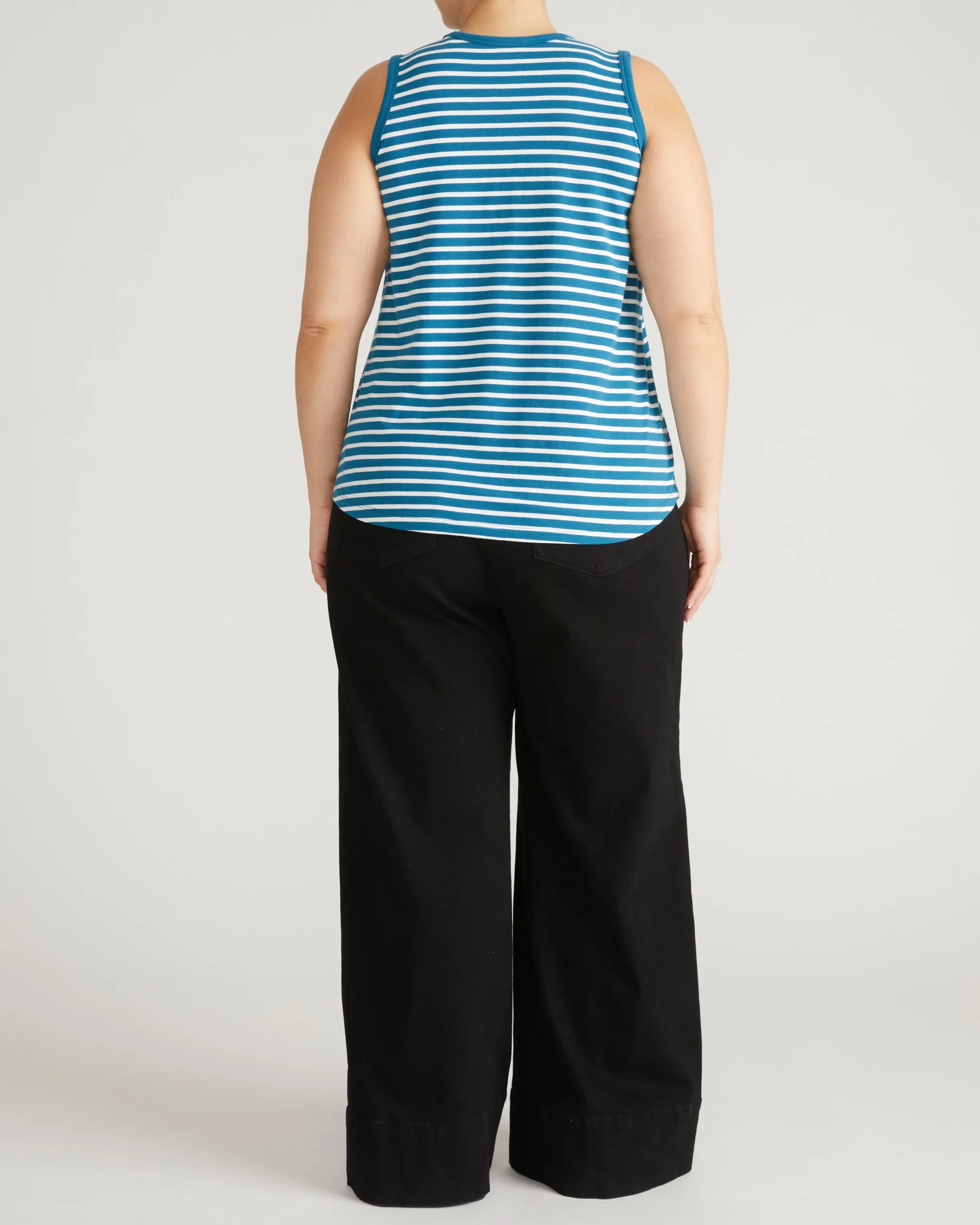 Cai High Neck Tank Ink Blue/White Stripe