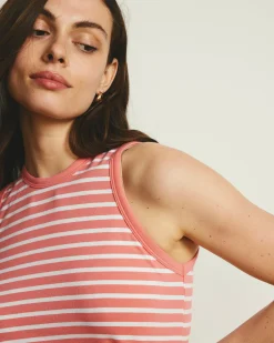 Cai High Neck Tank Portrait Pink/White Stripe